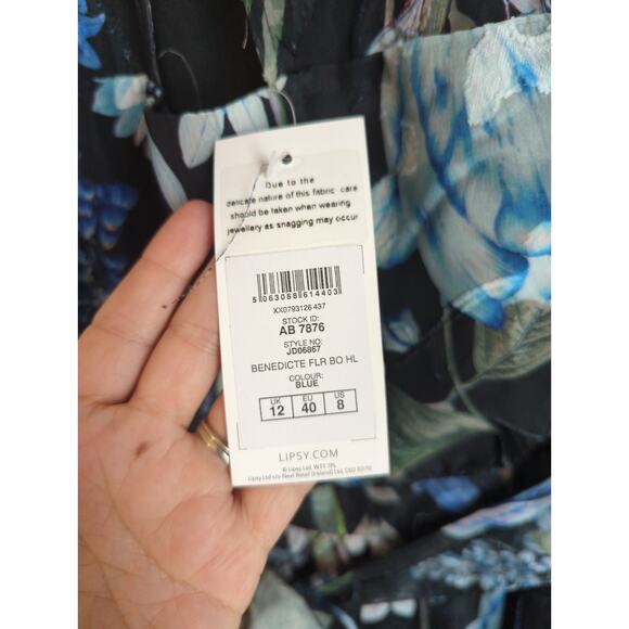 Lipsy Benedicte Floral Halterneck Tiered Dress size 8 NWT - Picture 4 of 7